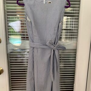 Anne Klein Blue and White Striped Midi Dress